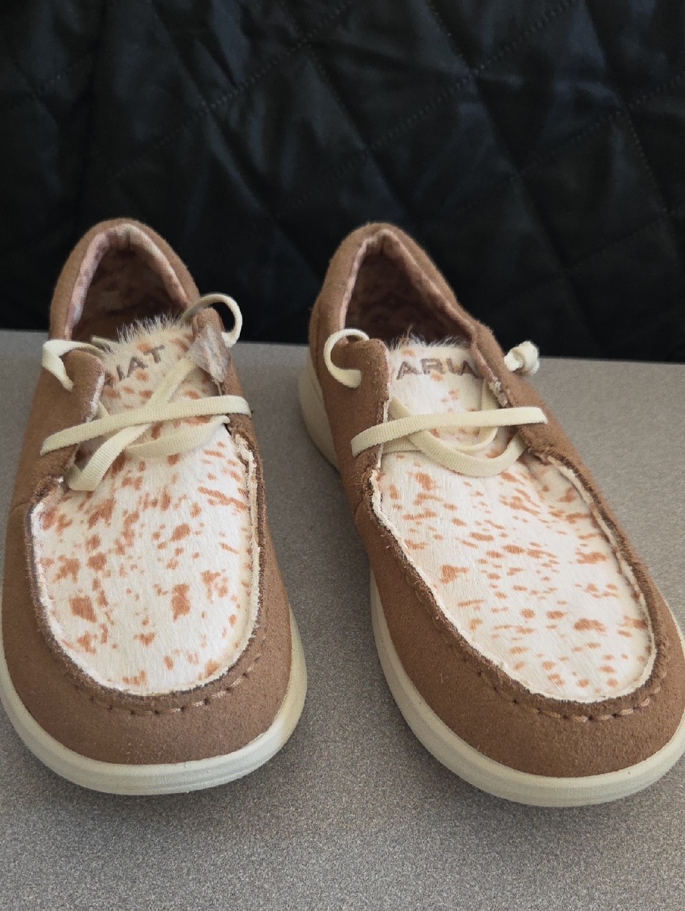 Ariat Ladies Brown Suede-Look Sneakers with Speckled Cream Upper